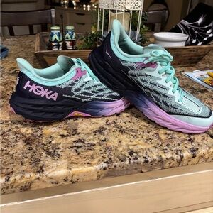 Hoka Running Shoes in Mint and Purple